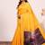 Yellow color silk blend resham weaves sarees