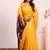 Yellow color silk blend resham weaves sarees