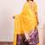 Yellow color silk blend resham weaves sarees
