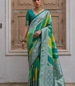Green color silk blend handloom silk blend kadwa weaves sarees