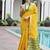 Yellow color khadi  silk blend weaving patola sarees