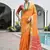 Orange color khadi  silk blend weaving patola sarees