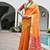 Orange color khadi  silk blend weaving patola sarees