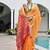 Orange color khadi  silk blend weaving patola sarees
