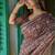 Brown color tussar silk blend batik printed sarees