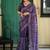 Navy blue color tussar silk blend batik printed sarees