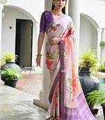 Multi color satin silk blend classic digital printed sarees