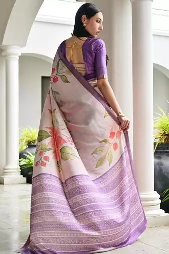 Multi color satin silk blend classic digital printed sarees