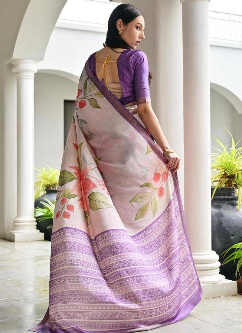Multi color satin silk blend classic digital printed sarees