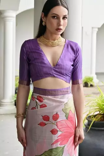 Multi color satin silk blend classic digital printed sarees