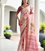 Multi color satin silk blend classic digital printed sarees