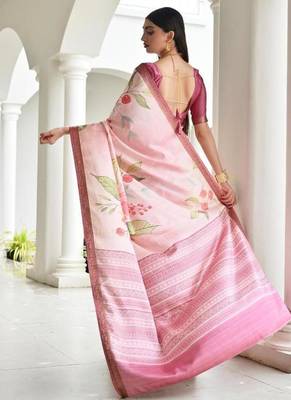Multi color satin silk blend classic digital printed sarees 3