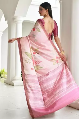 Multi color satin silk blend classic digital printed sarees
