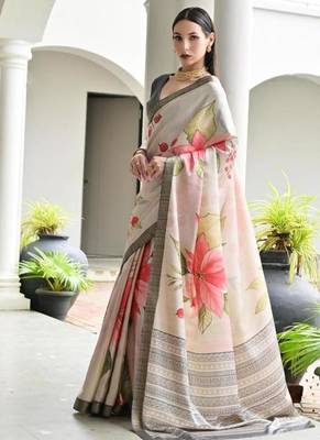 Multi color satin silk blend classic digital printed sarees 2