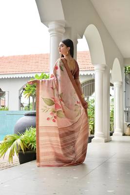 Multi color satin silk blend classic digital printed sarees 3