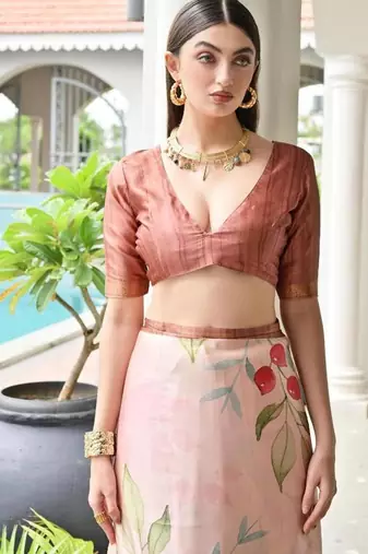 Multi color satin silk blend classic digital printed sarees