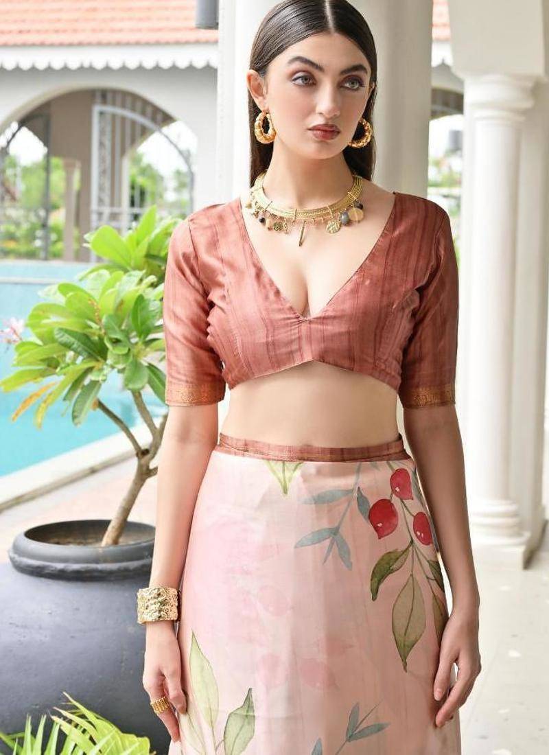 Multi color satin silk classic digital printed sarees