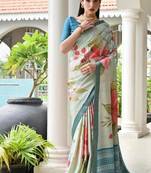 Multi color satin silk classic digital printed sarees