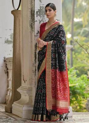 Black silk blend pochampally ikkat saree 2