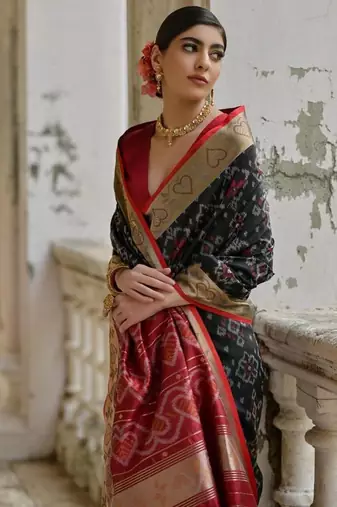 Black color  silk blend pochampally ikkat saree
