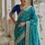 Firozi color raw silk pochampally ikkat saree
