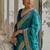 Firozi color raw silk pochampally ikkat saree