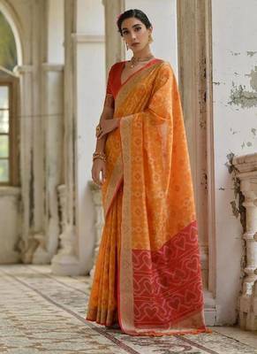 Musturd color  silk blend pochampally ikkat saree 2