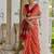 Orange color raw silk pochampally ikkat saree