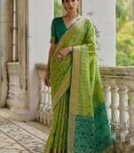 Pista color raw silk pochampally ikkat saree