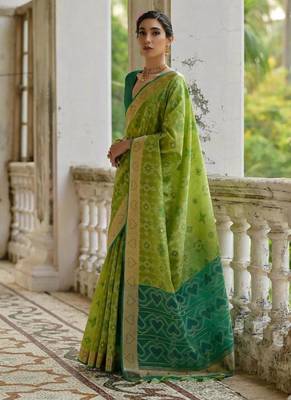 Pista color  silk blend pochampally ikkat saree 2