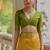 Yellow color raw silk pochampally ikkat saree
