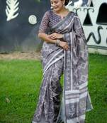 Multicolor dhanwari cotton digital print zari border saree