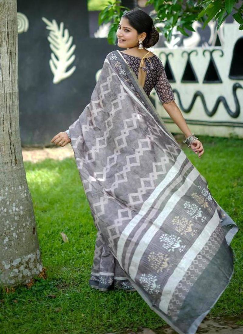 Multicolor dhanwari cotton digital print zari border saree