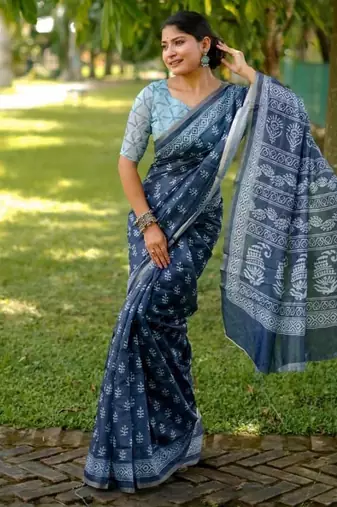 Multicolor dhanwari cotton digital print zari border saree