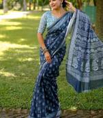Multicolor dhanwari cotton digital print zari border saree