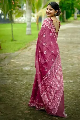 Multicolor dhanwari cotton digital print zari border saree