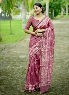 Multicolor dhanwari cotton digital print zari border saree 2