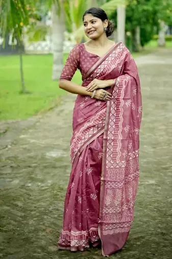 Multicolor dhanwari cotton digital print zari border saree