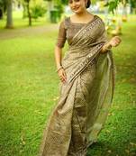 Multicolor dhanwari cotton digital print zari border saree