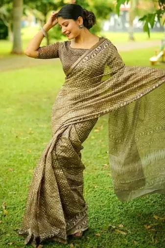 Multicolor dhanwari cotton digital print zari border saree