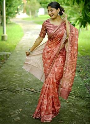 Multicolor dhanwari cotton digital print zari border saree 1