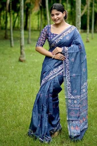 Multicolor dhanwari cotton digital print zari border saree