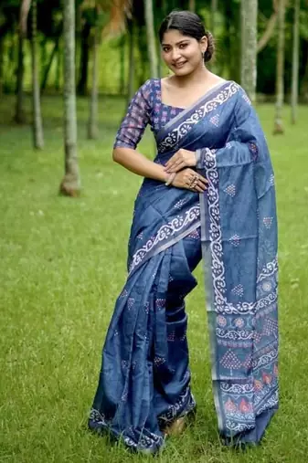 Multicolor dhanwari cotton digital print zari border saree