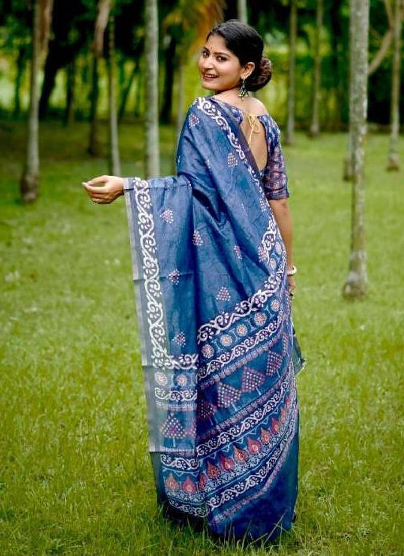 Multicolor dhanwari cotton digital print zari border saree