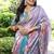 Multicolor tussar silk flower print sarees