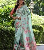 Multicolor tussar silk blend flower print sarees