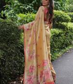 Multicolor tussar silk blend flower print sarees