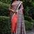 Dark red color tussar silk madhubani print saree
