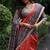 Dark red color tussar silk madhubani print saree
