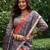 Dark red color tussar silk madhubani print saree